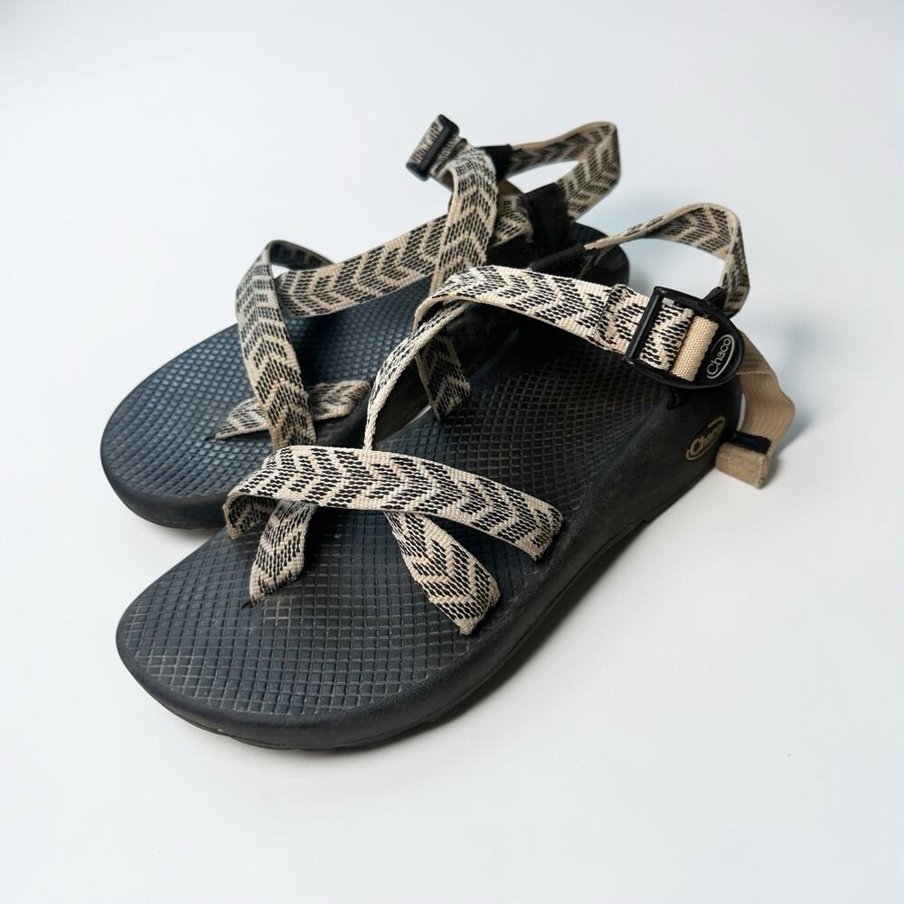 Chaco Z Cloud 2 Women's Strappy Sandals Black Beige Sz 8 Rocket Chevron - Picture 4 of 9
